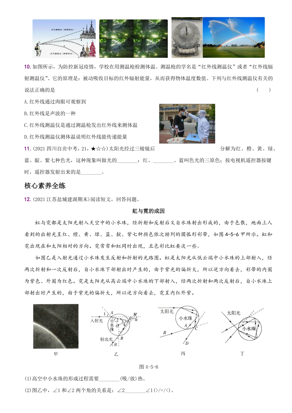 4.5光的色散八年级物理上册新视角培优集训人教版含答案.pdf_第3页