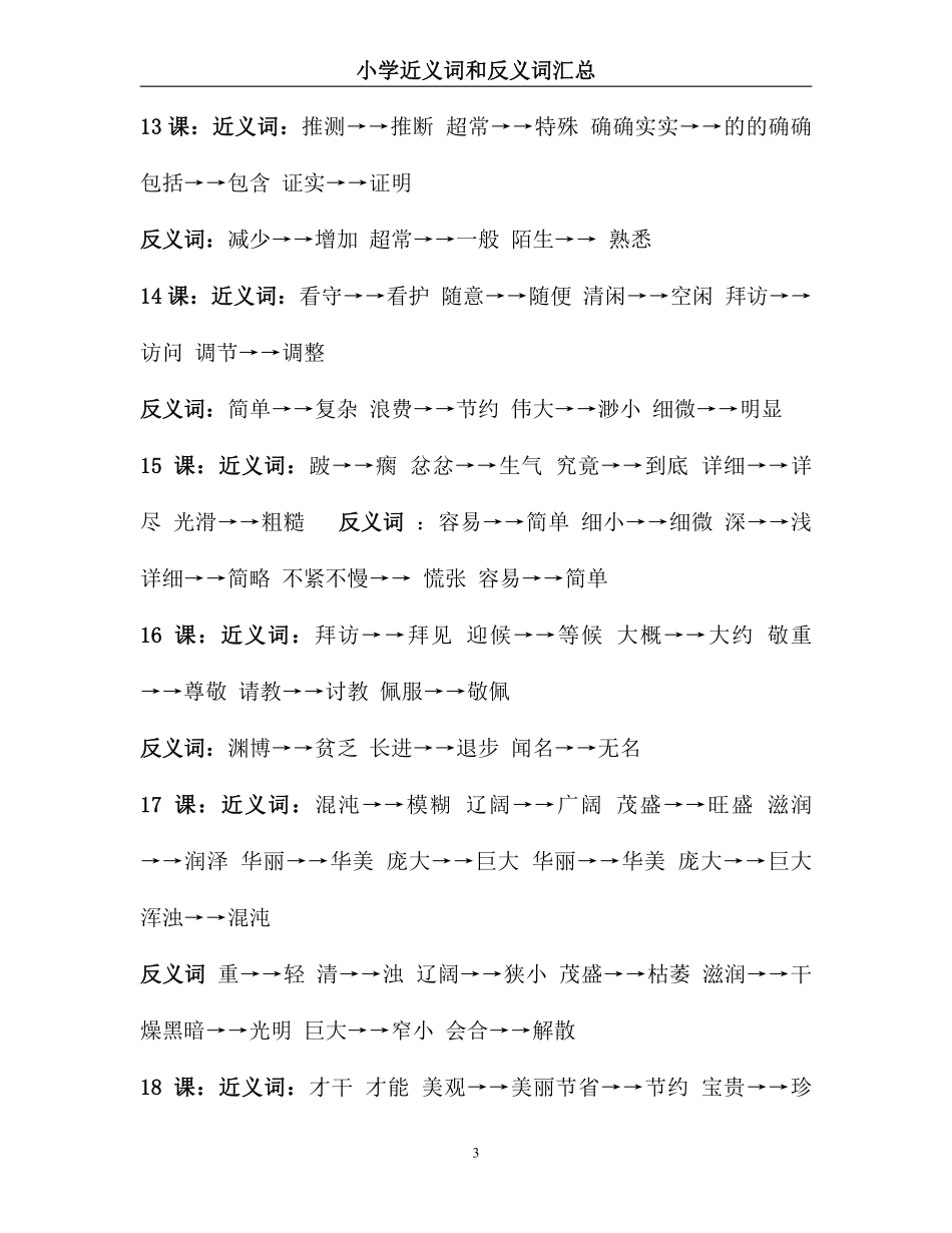 小学阶段必知的常用近反义词汇总.pdf_第3页