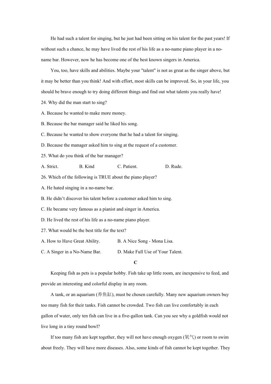 高一下学期英语期中考试模拟卷02-试卷配答案.pdf_第3页
