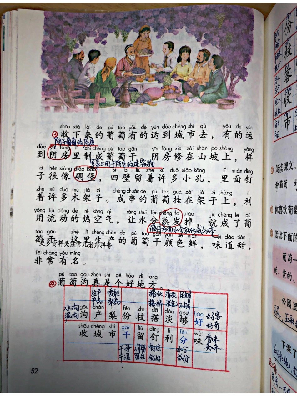 小学二年级上册上学期-部编版语文：第11课预习笔记葡萄沟.pdf_第2页
