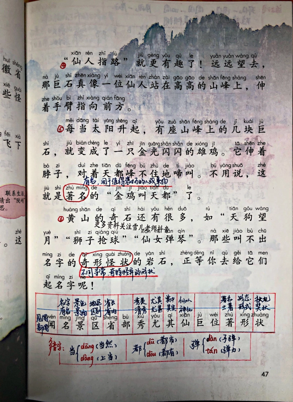 小学二年级上册上学期-部编版语文：第9课预习笔记黄山奇石.pdf_第2页