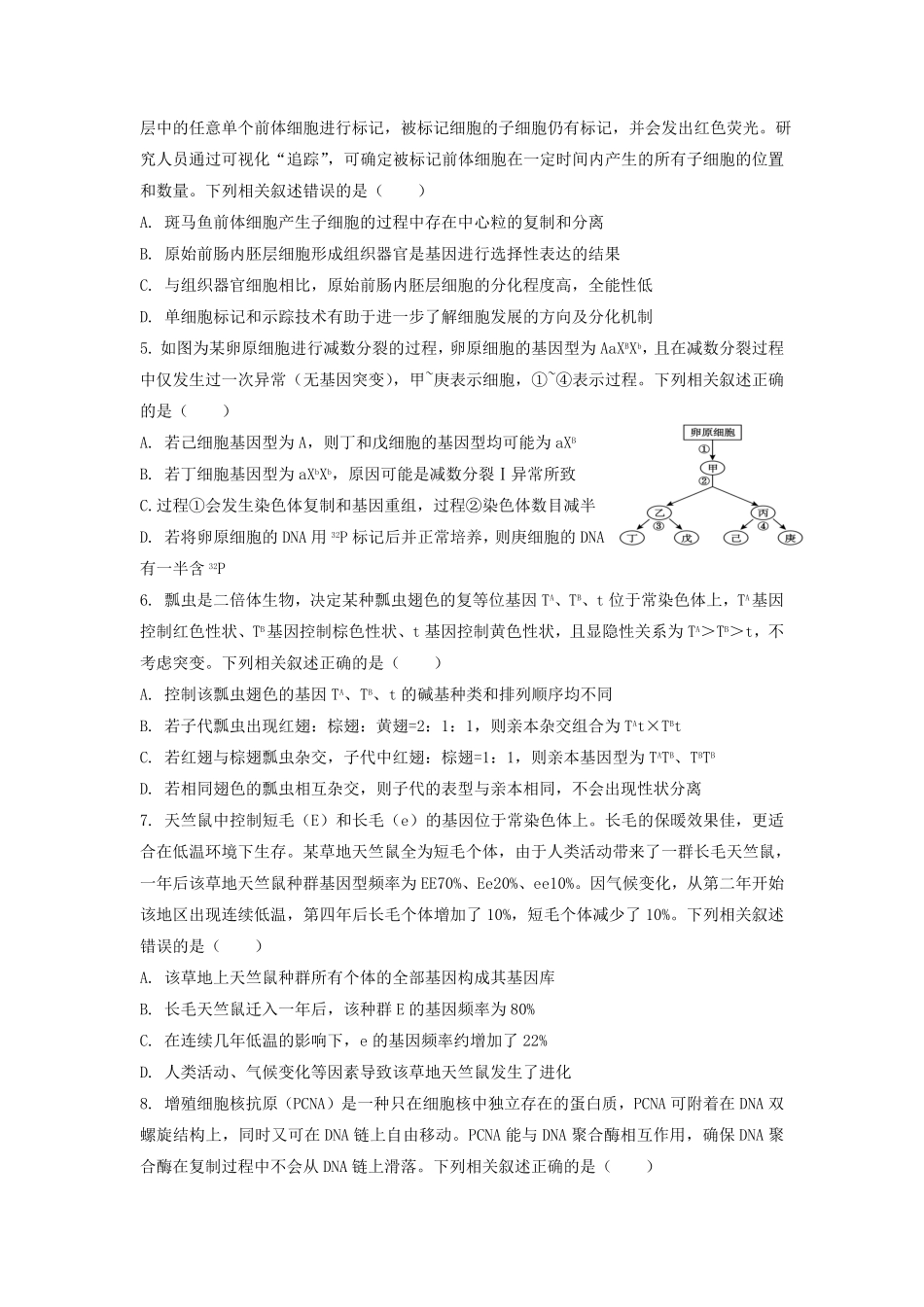 2024年福建高考生物模拟试卷及答案.pdf_第2页