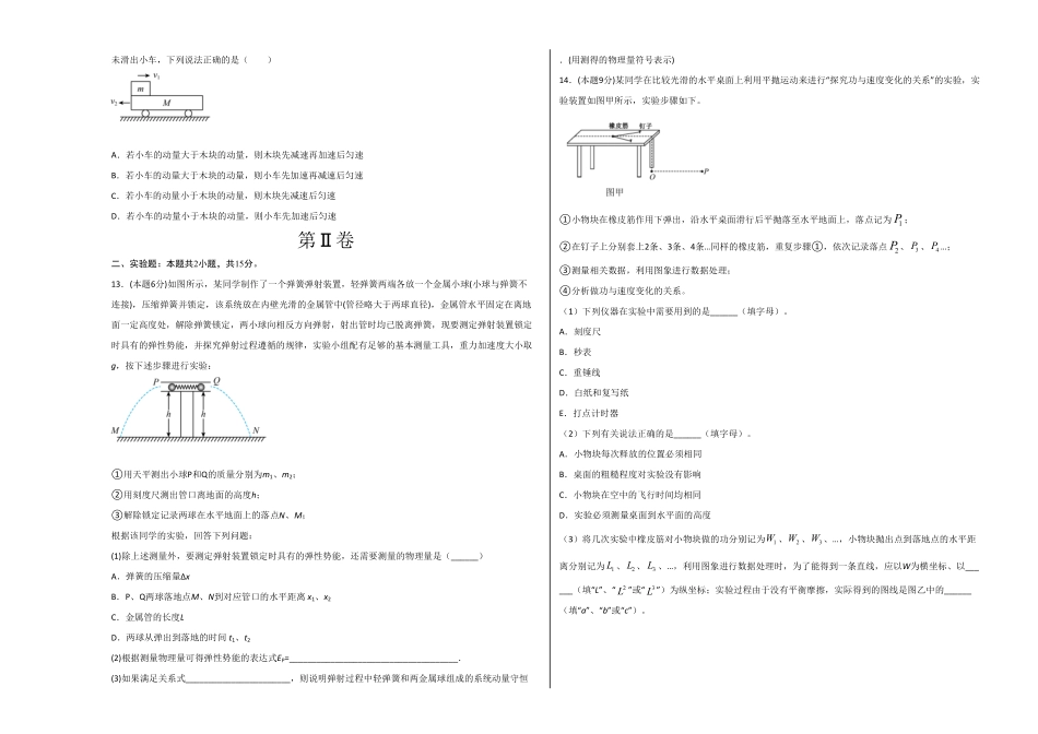 高一物理下学期期末测试卷人教版201901考试版含答案.pdf_第3页