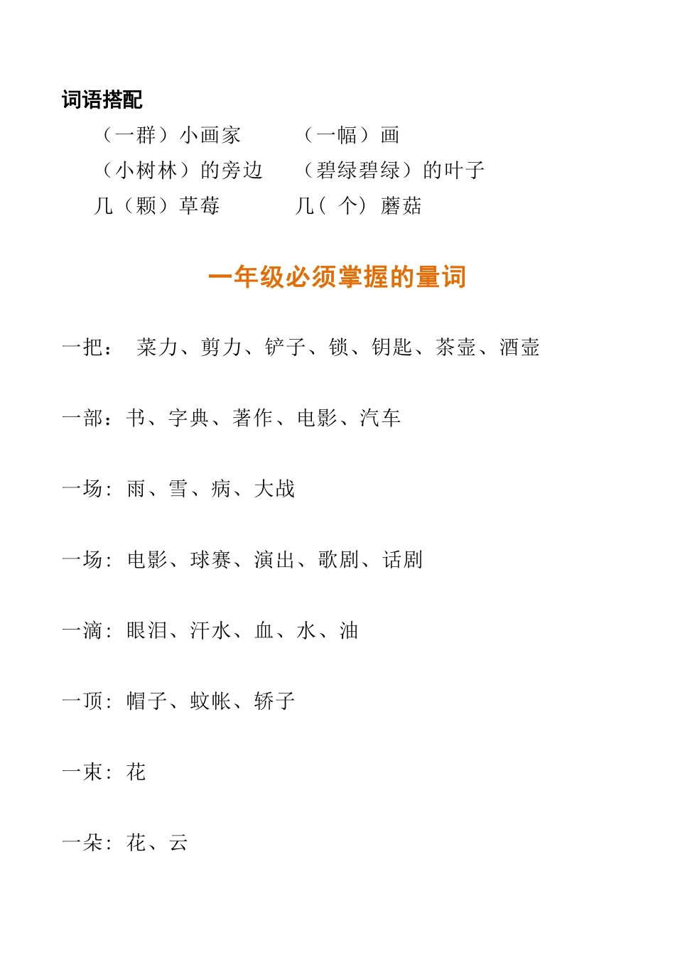 部编一年级语文上册词语搭配+必会量词.pdf_第3页