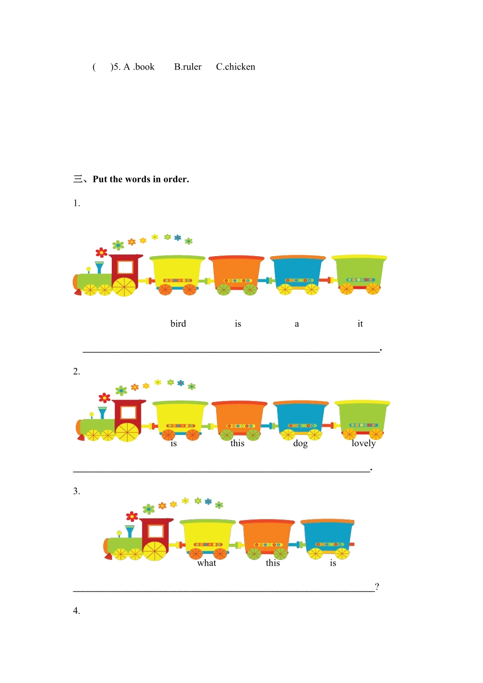 单元测试一年级上册英语人教版新起点Unit 3-试卷配答案.pdf_第3页