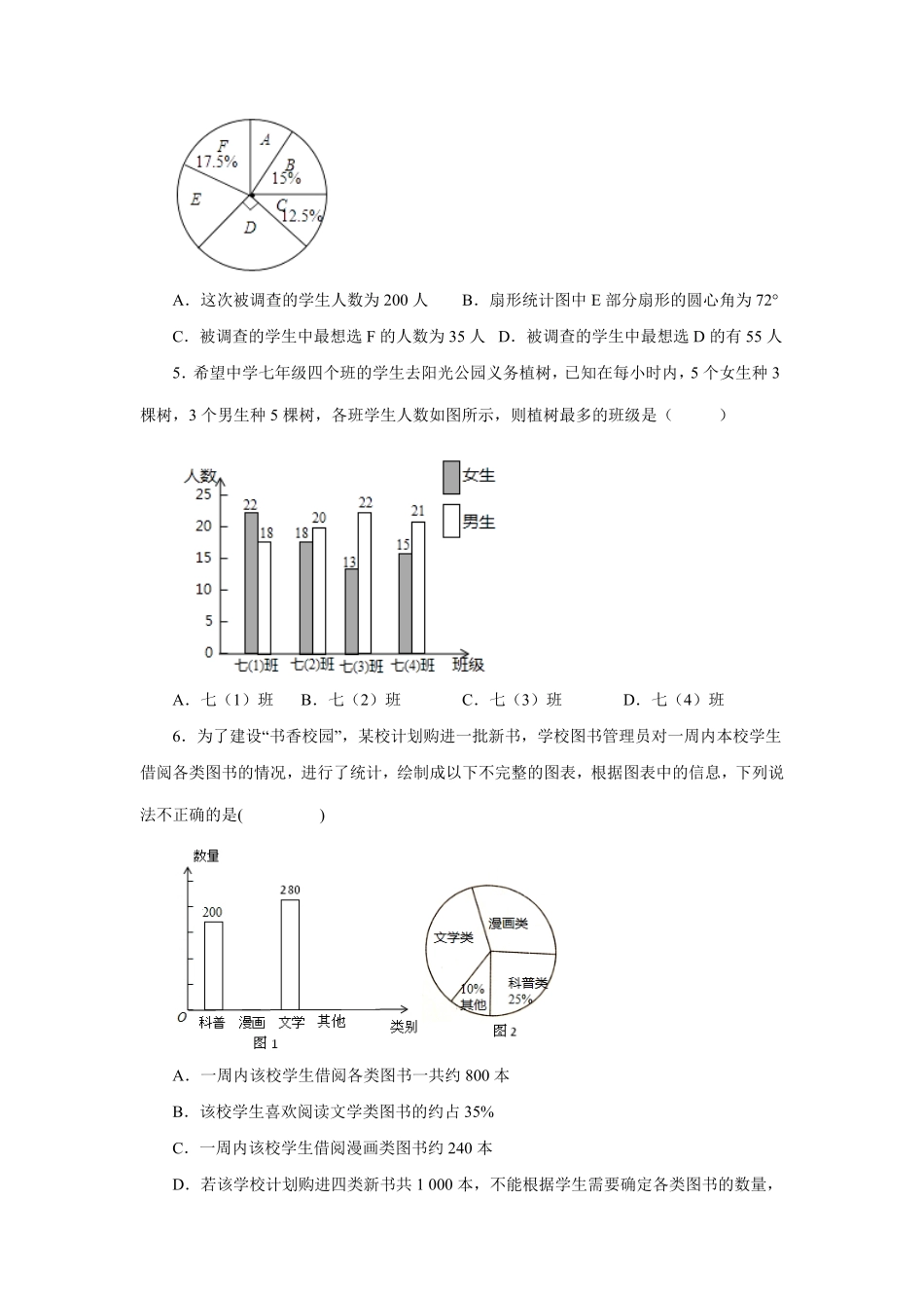 第10章数据的收集、整理与描述培优篇【挑战满分】年七年级数学下册阶段性复习精选精练人教版含答案.pdf_第2页