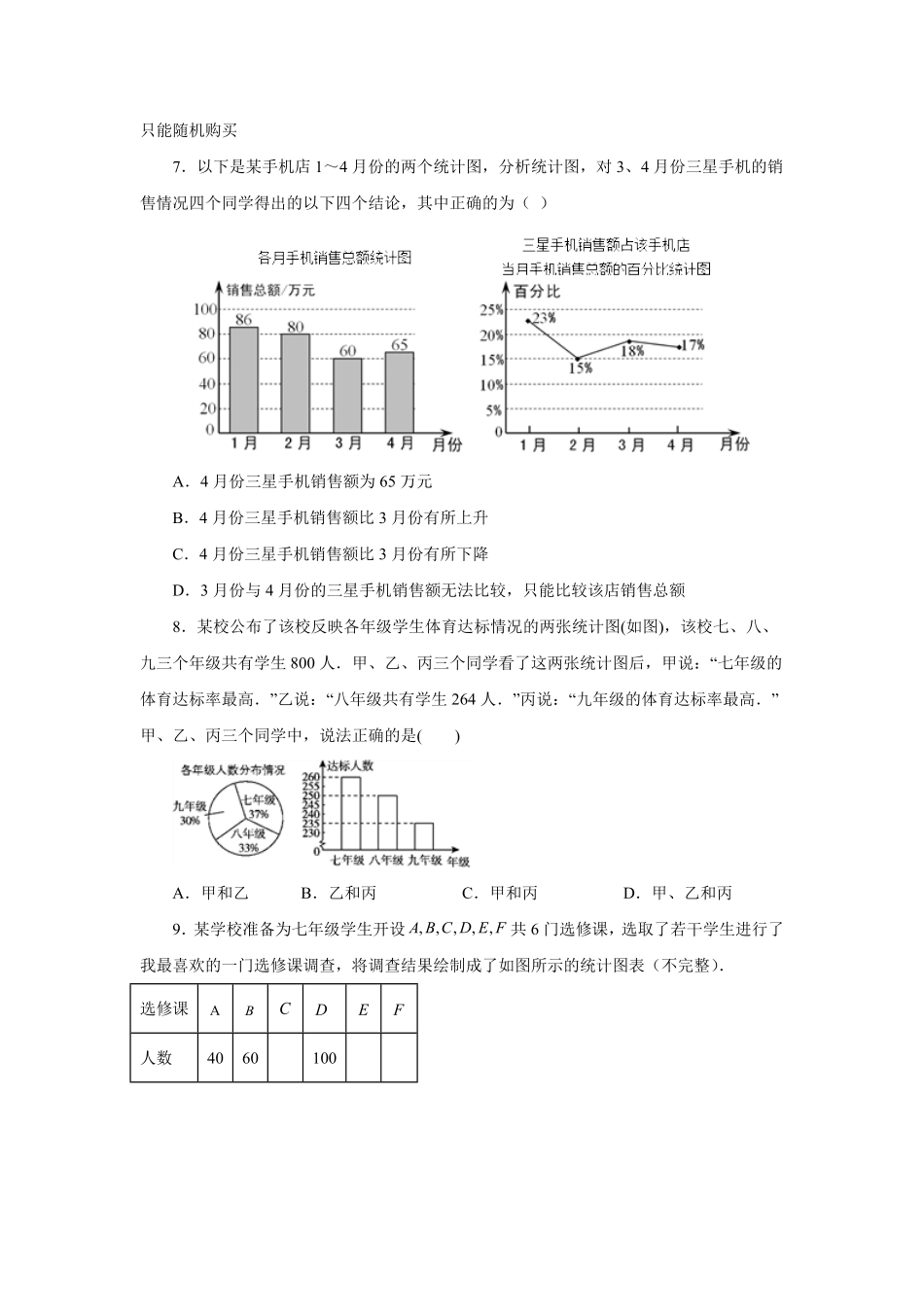 第10章数据的收集、整理与描述培优篇【挑战满分】年七年级数学下册阶段性复习精选精练人教版含答案.pdf_第3页