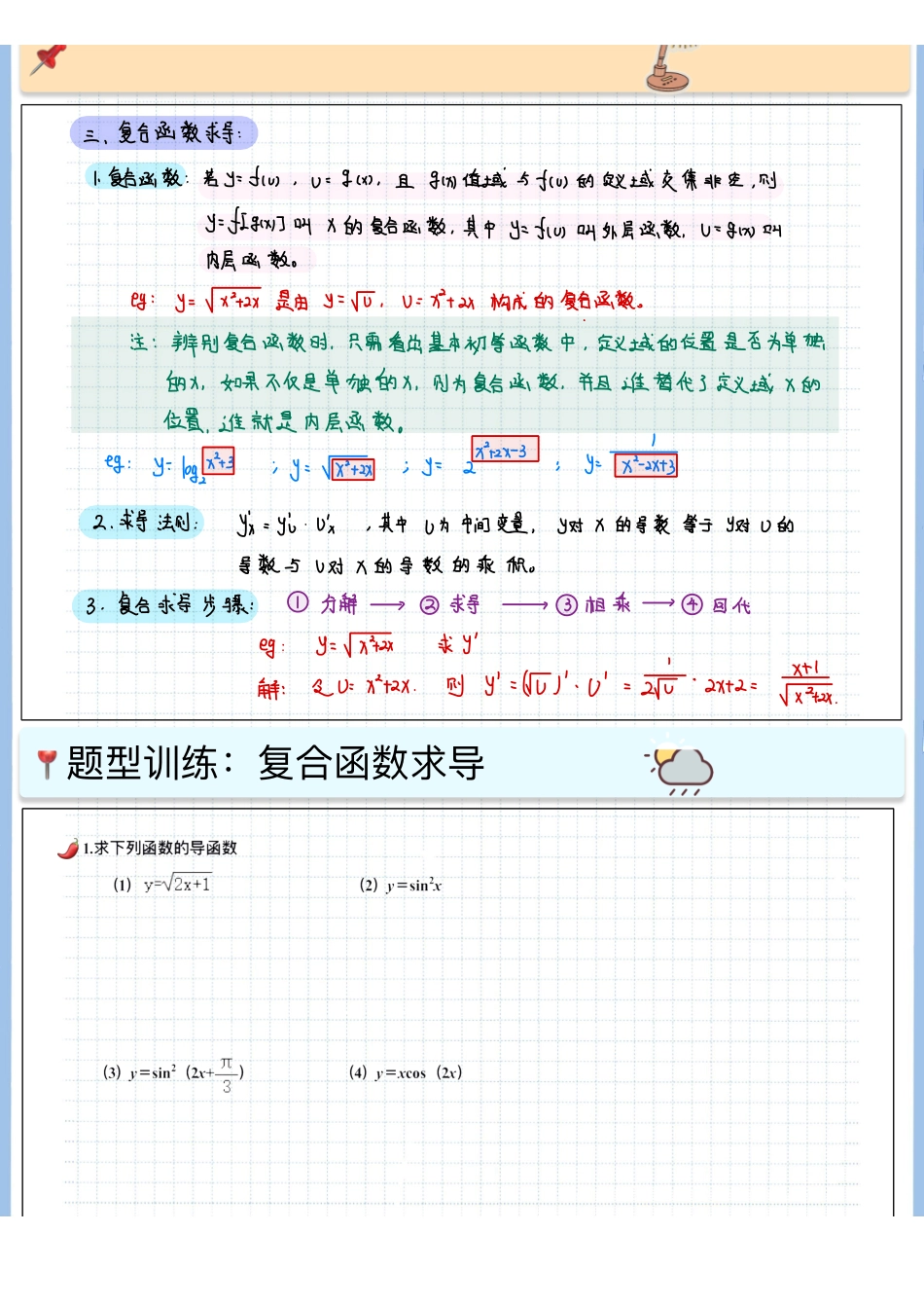 2025高考数学专题笔记（空白版）高考专题笔记-导数基础02-基础求导.pdf_第3页