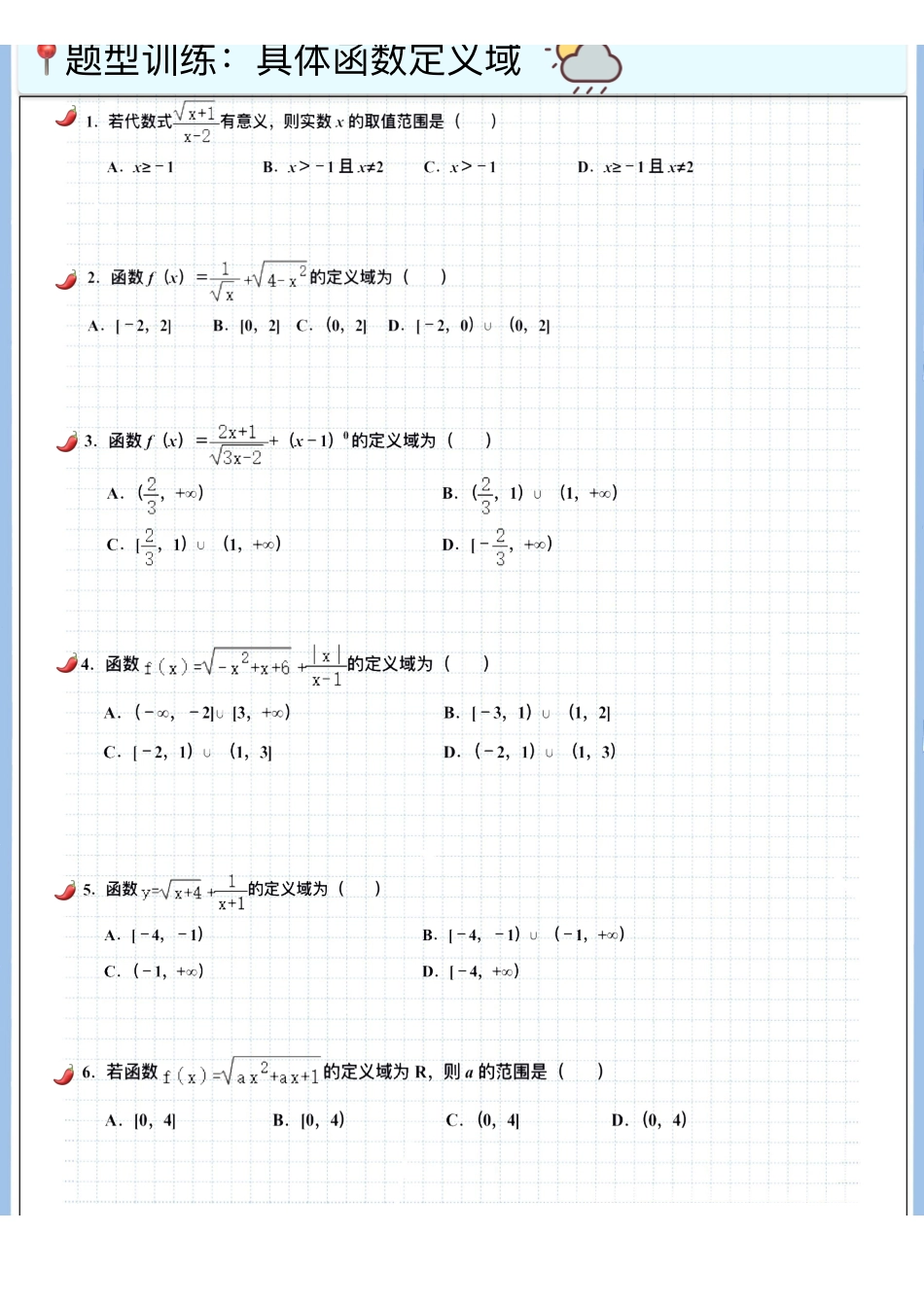 2025高考数学专题笔记（空白版）高考专题笔记—函数01—函数定义域.pdf_第2页