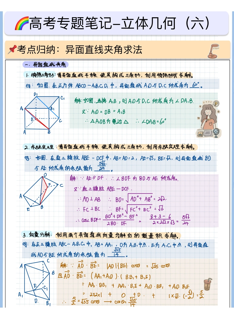 2025高考数学专题笔记（空白版）高考专题笔记—立体几何06—几何法求异面直线夹角.pdf_第1页