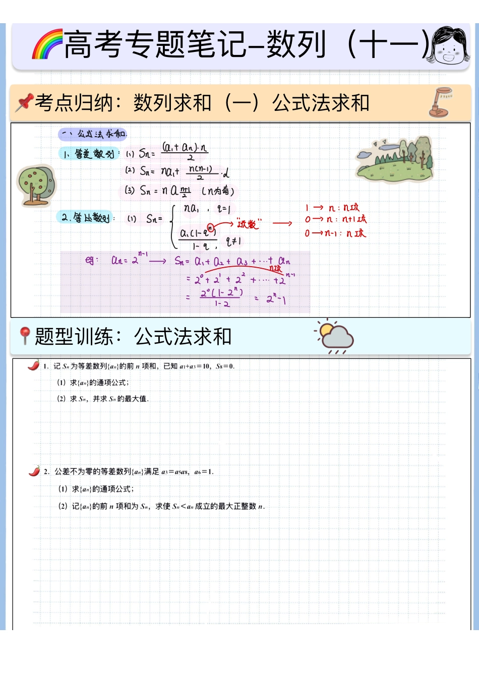 2025高考数学专题笔记（空白版）高考专题笔记-数列11-数列求和（一）.pdf_第1页