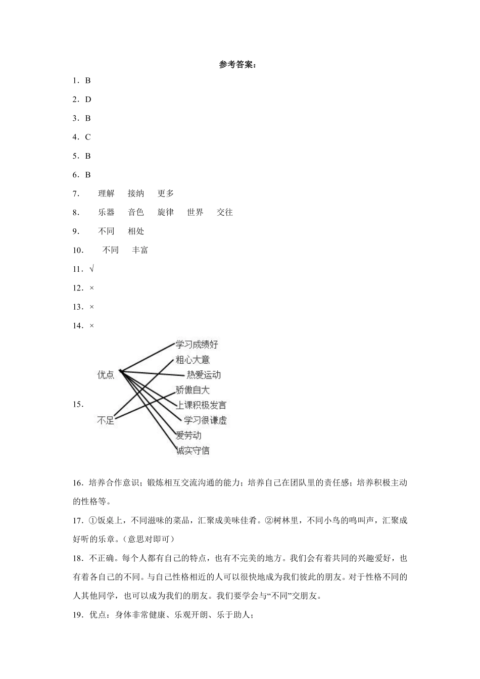 部编版三年级下册道德与法治 不一样的你我他课时练 含答案1.pdf_第3页