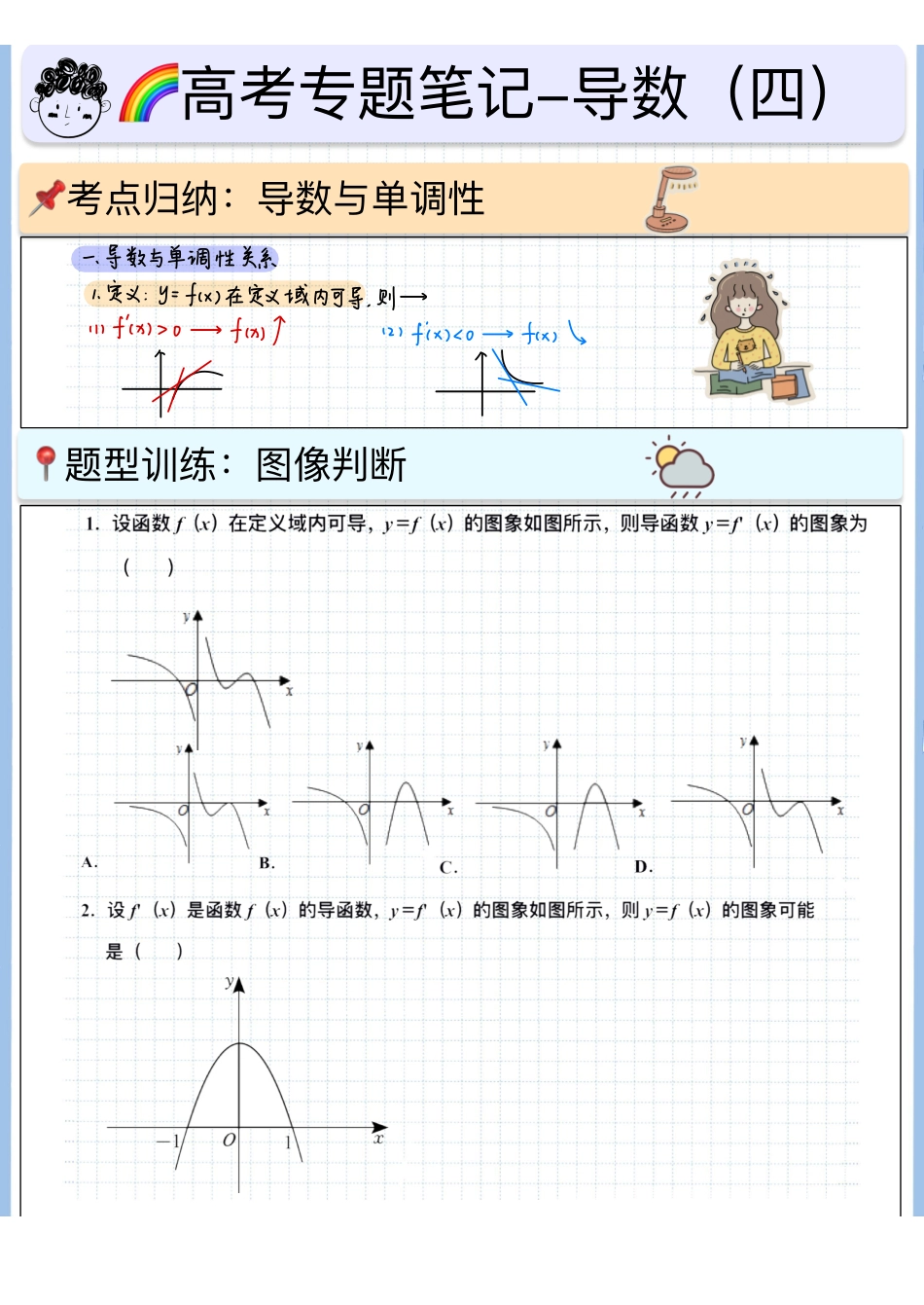 2025高考数学专题笔记高考专题笔记-导数基础04-单调性（1）-图像判断（空白版）.pdf_第1页