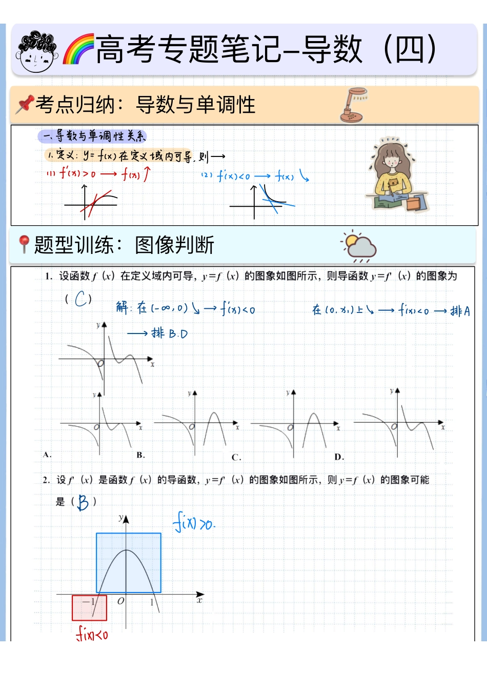 2025高考数学专题笔记高考专题笔记-导数基础04-单调性（1）-图像判断.pdf_第1页