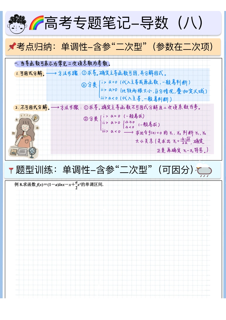 2025高考数学专题笔记高考专题笔记-导数基础08-单调性（5）-含参“二次型”（参数在二次项）（空白版）.pdf_第1页