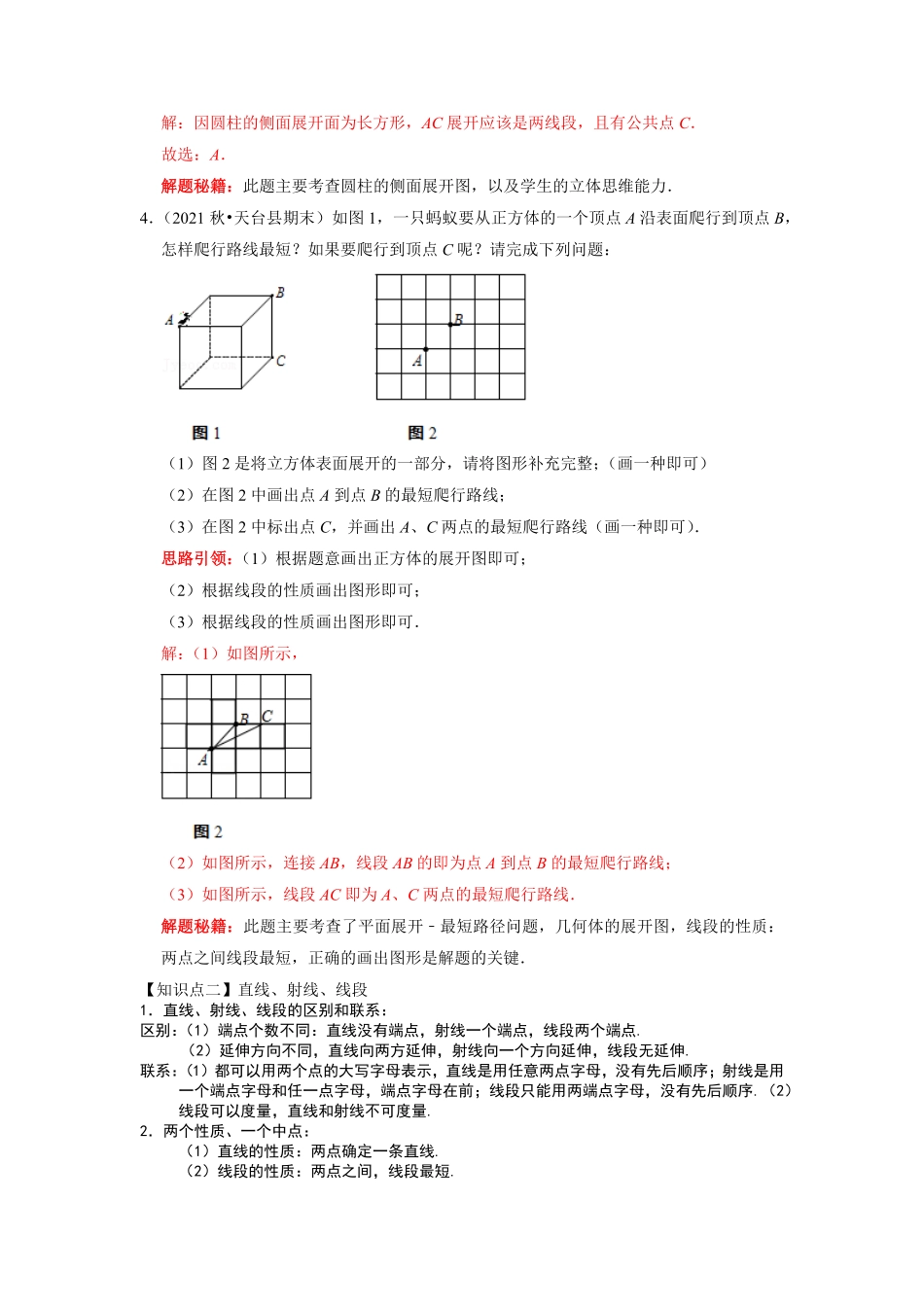 部编数学七年级上册专题13几何图形初步复习解析版课堂学案及配套作业含答案.pdf_第3页