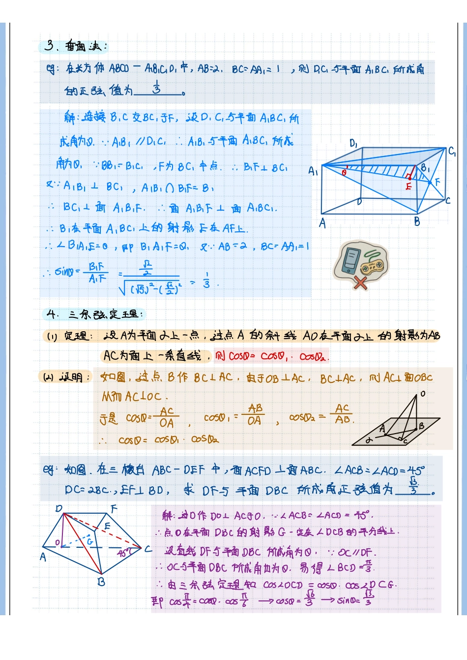 2025高考数学专题笔记高考专题笔记—立体几何07—几何法求线面夹角.pdf_第2页