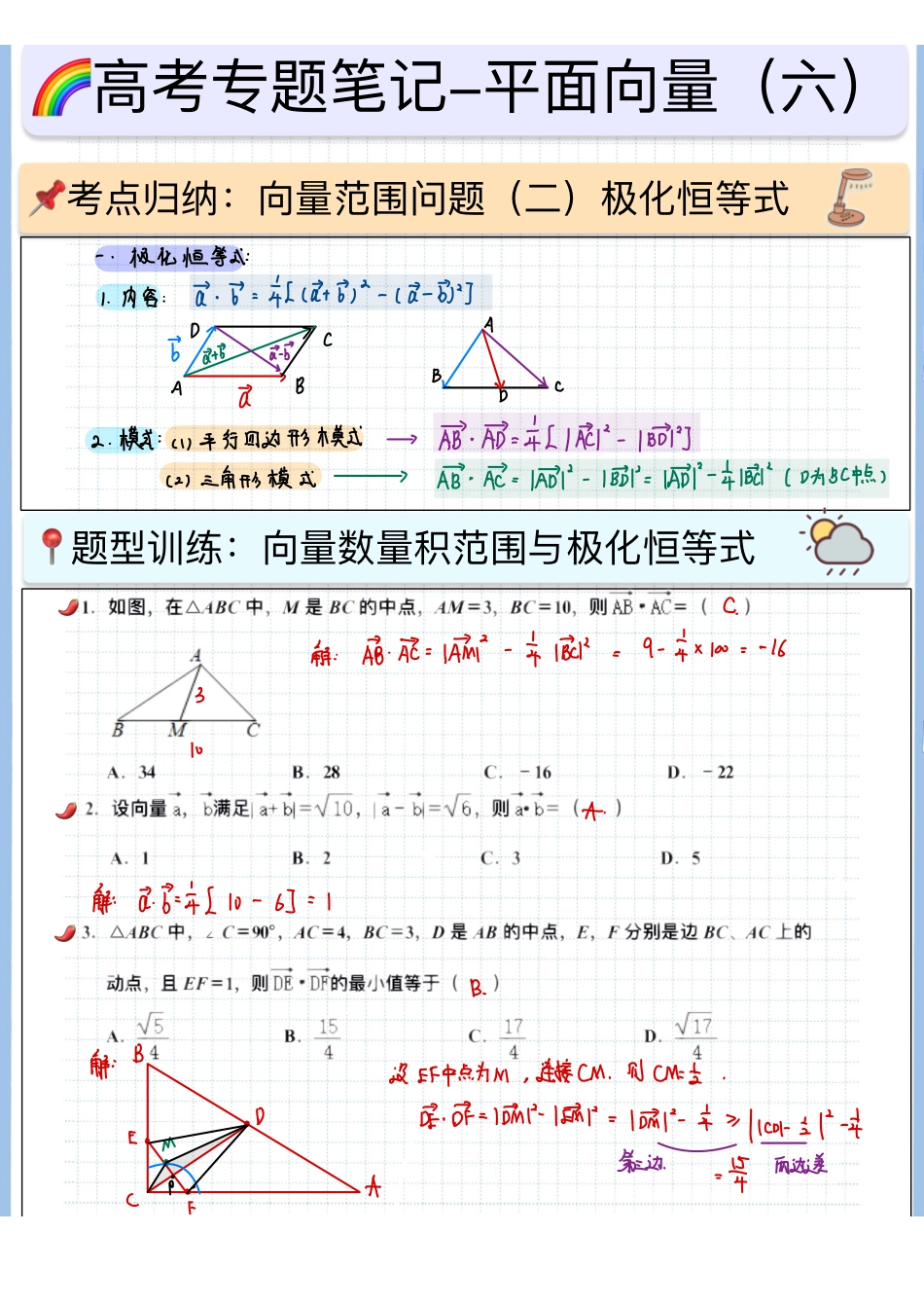 2025高考数学专题笔记高考专题笔记—平面向量06—向量范围问题（二）-极化恒等式.pdf_第1页