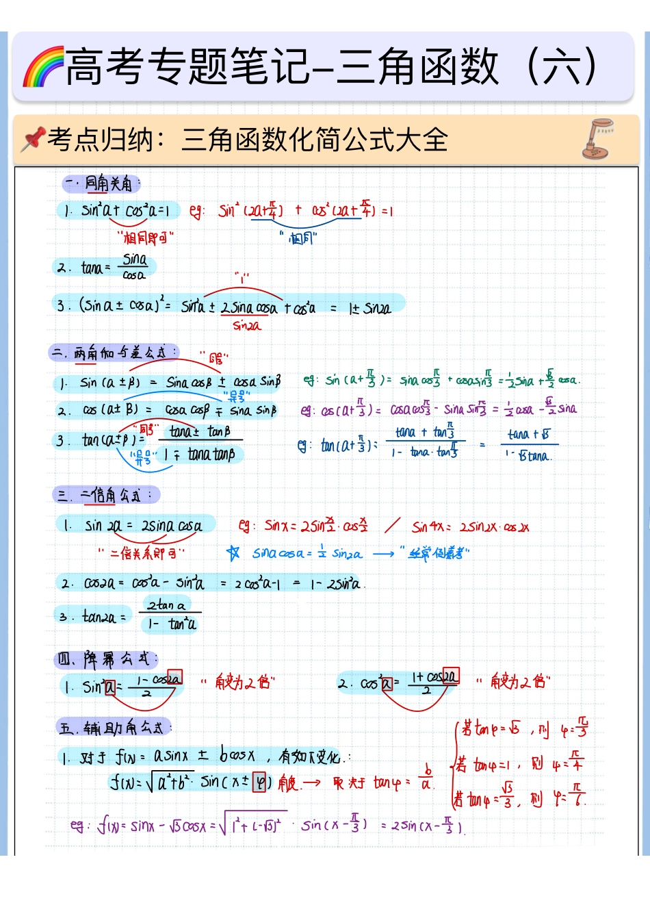 2025高考数学专题笔记高考专题笔记-三角函数06-化简专练.pdf_第1页