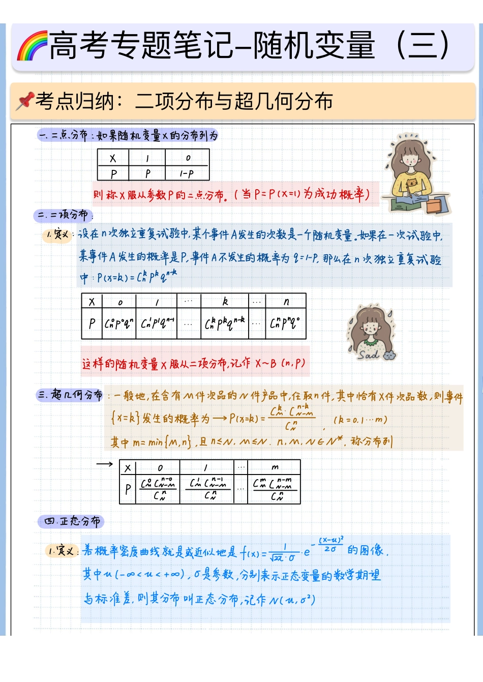 2025高考数学专题笔记高考专题笔记-随机变量及其分布03-二项分布与超几何分布（空白版）.pdf_第1页