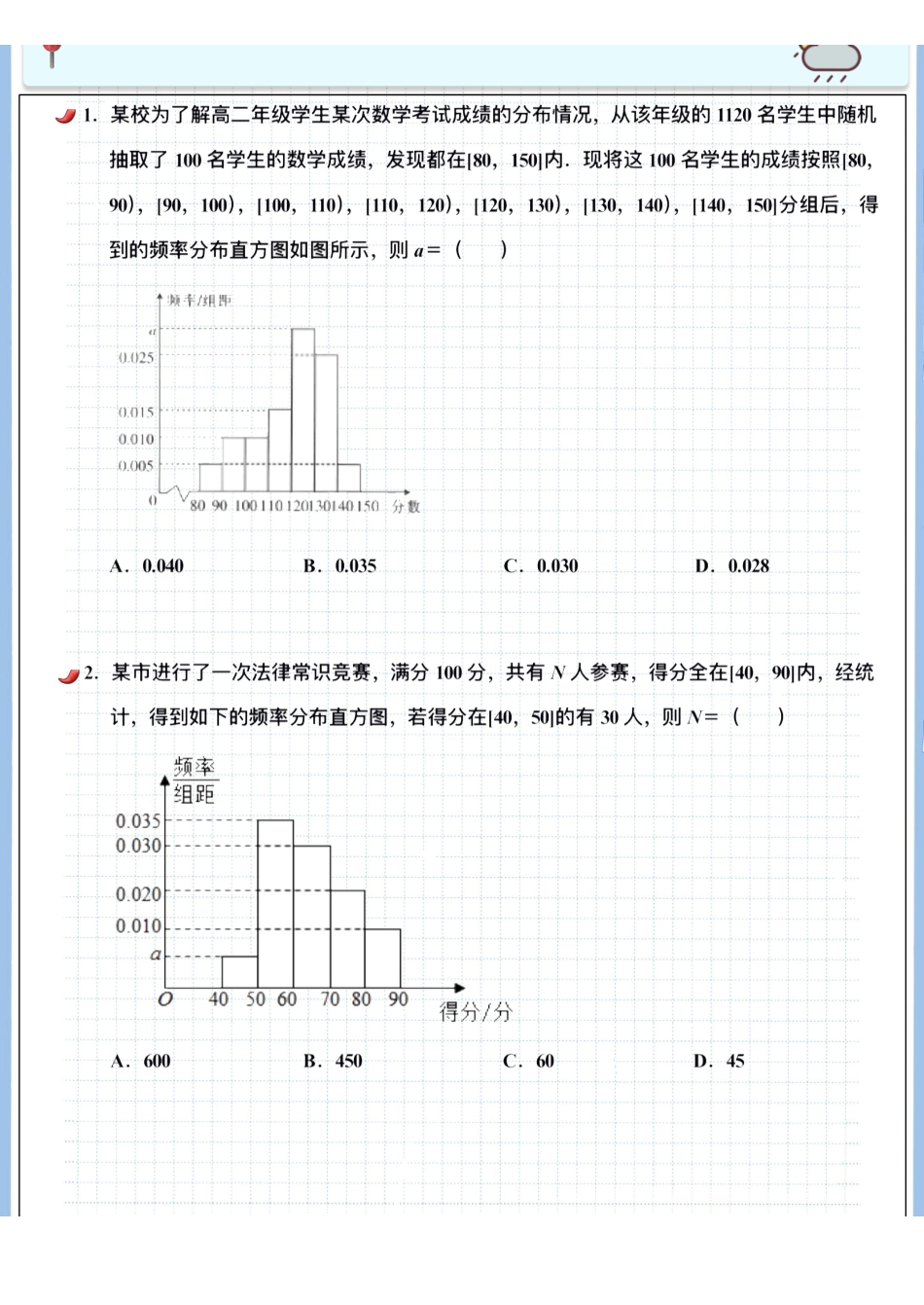 2025高考数学专题笔记高考专题笔记-统计与概率02-统计图表（空白版）.pdf_第2页
