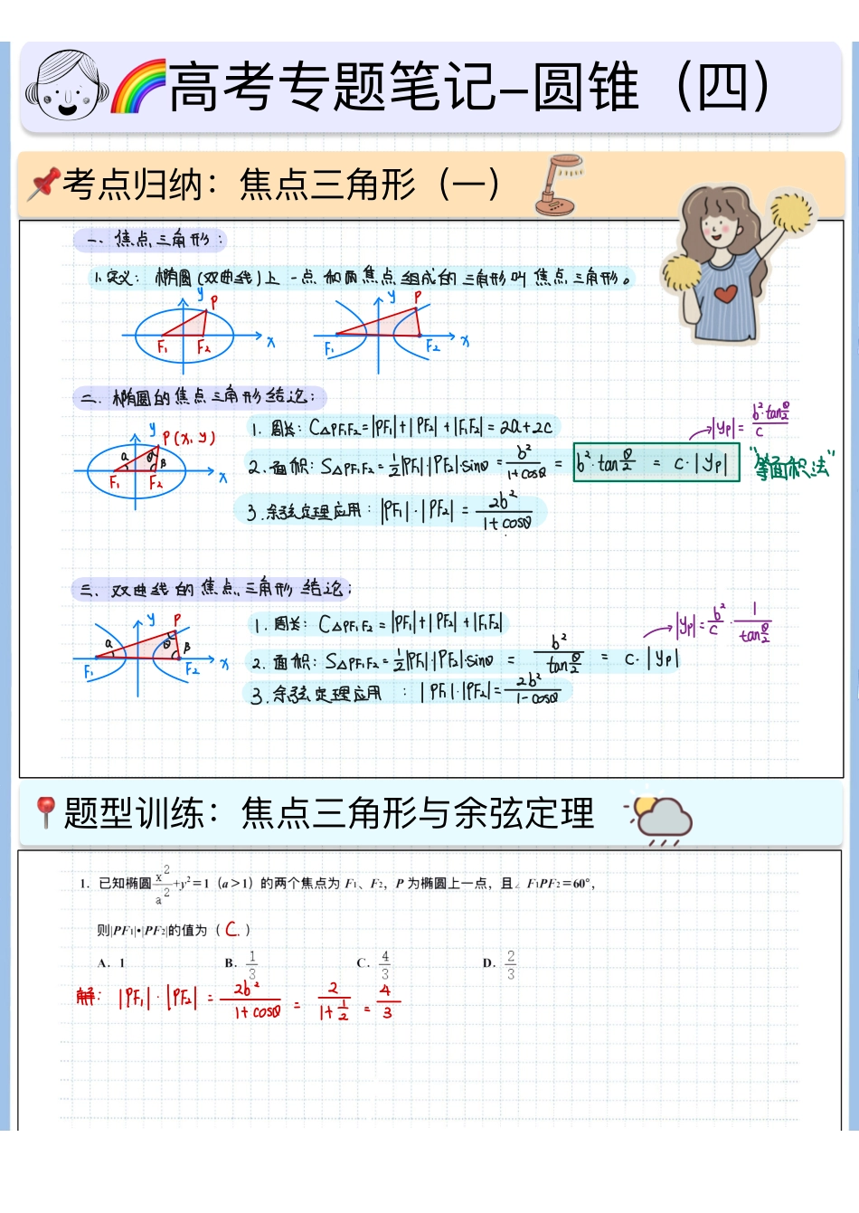 2025高考数学专题笔记高考专题笔记-圆锥04-焦点三角形（一）（余弦定理➕面积➕周长）.pdf_第1页