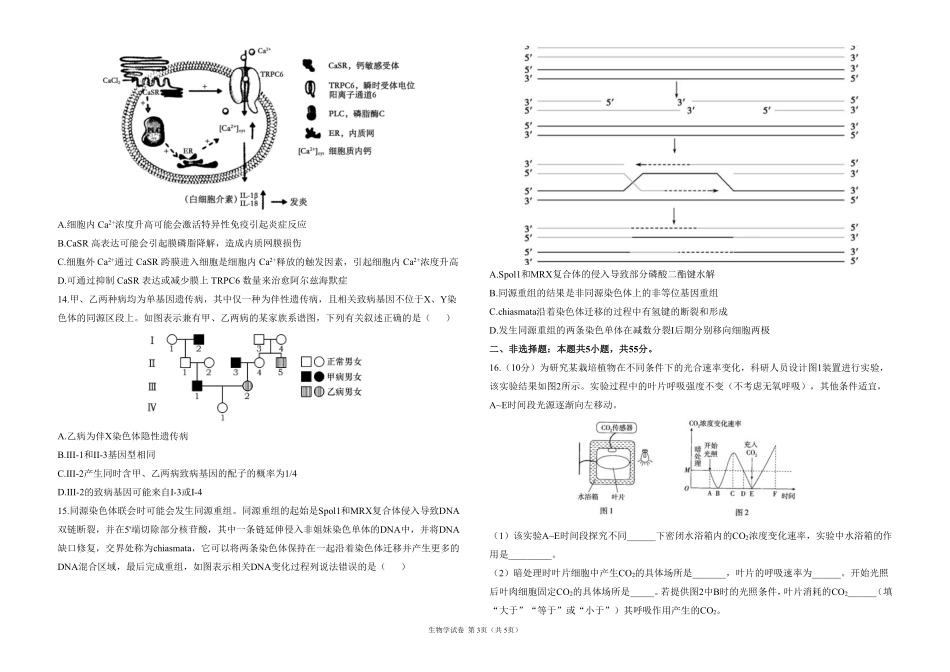 2025届高考生物学考向核心卷 安徽专版1（PDF版）.pdf_第3页