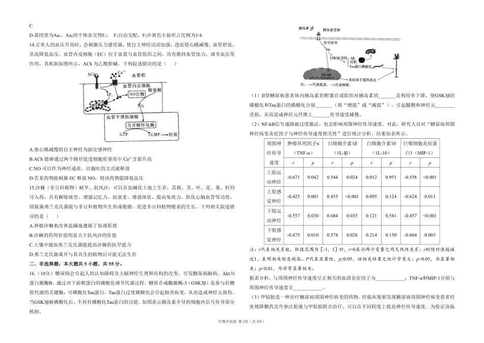 2025届高考生物学考向核心卷 重庆专版1（PDF版）.pdf_第3页