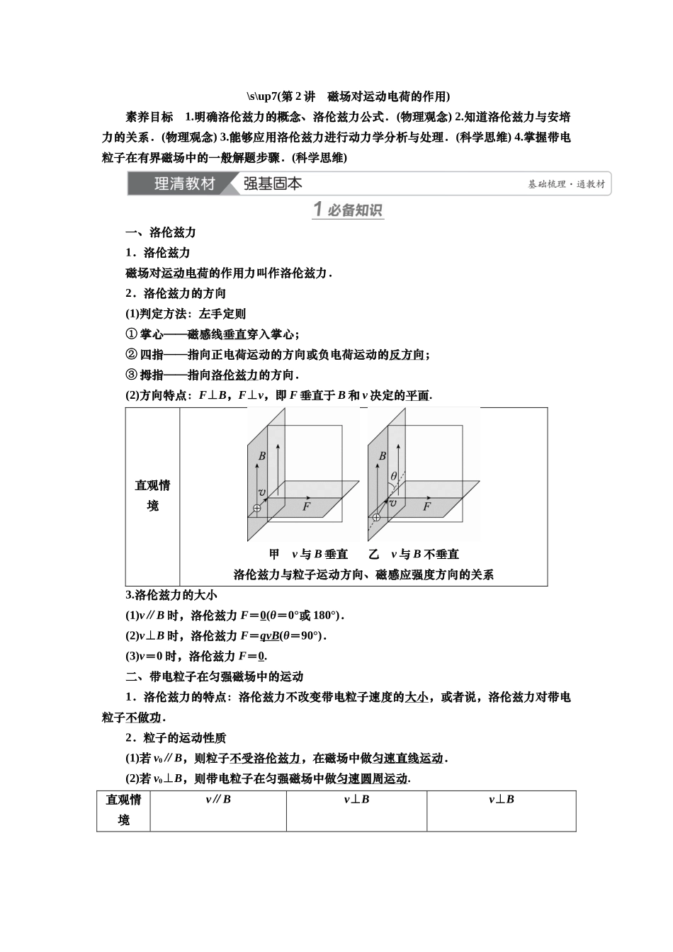 2025届高考物理知识梳理讲义第九章第2讲　磁场对运动电荷的作用（含解析）.docx_第1页