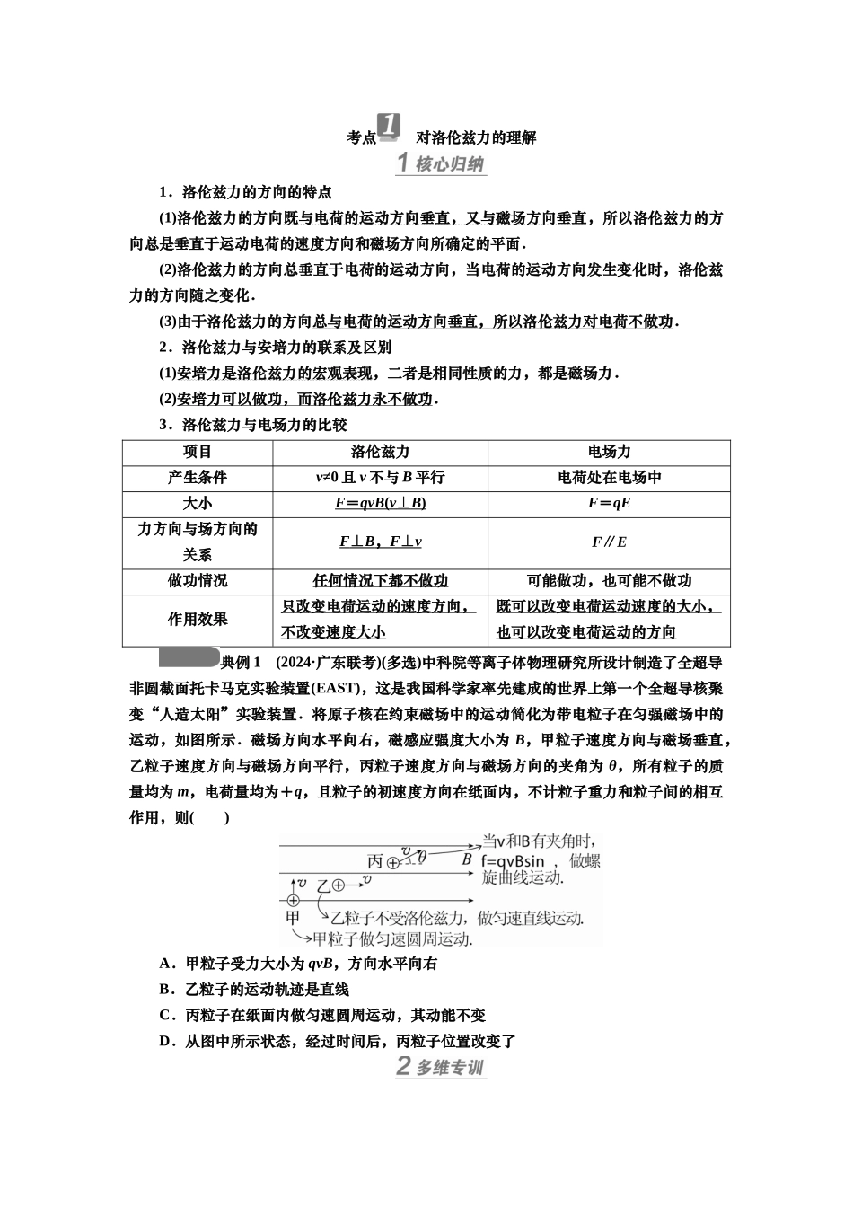 2025届高考物理知识梳理讲义第九章第2讲　磁场对运动电荷的作用（含解析）.docx_第3页