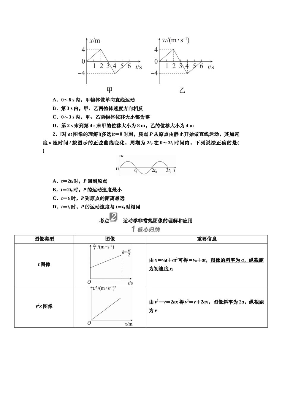 2025届高考物理知识梳理讲义第一章专题一　运动图像与追及、相遇问题（含解析）.docx_第2页