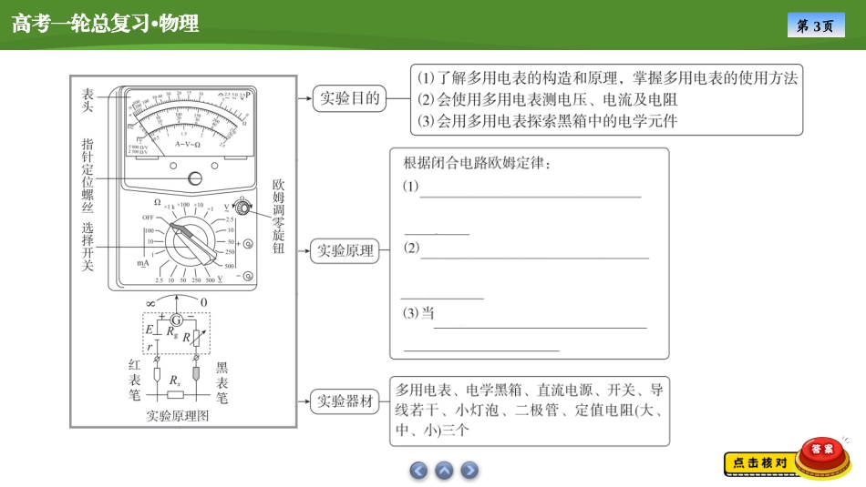 2025届高考物理知识梳理课件第八章　实验十一用多用电表测量电学中的物理量（共36张ppt）.pptx_第3页