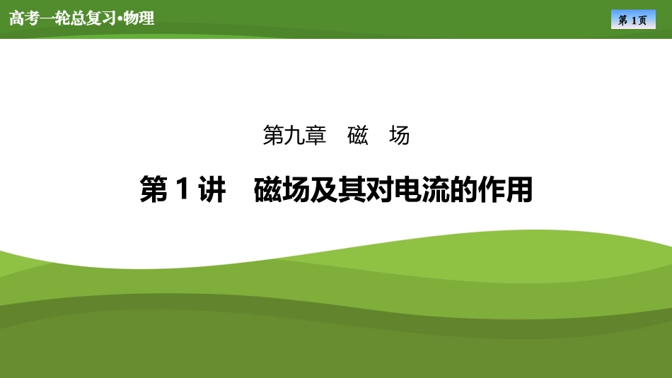 2025届高考物理知识梳理课件第九章　第1讲磁场及其对电流的作用（共40张ppt）.pptx_第1页