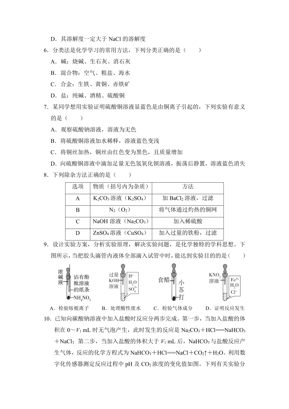 含答案九年级化学人教版下册《第十一单元 盐 化肥》单元测试卷03.pdf_第2页
