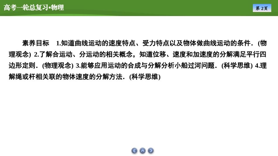 2025届高考物理知识梳理课件第四章　第1讲曲线运动　运动的合成与分解（共35张ppt）.pptx_第2页