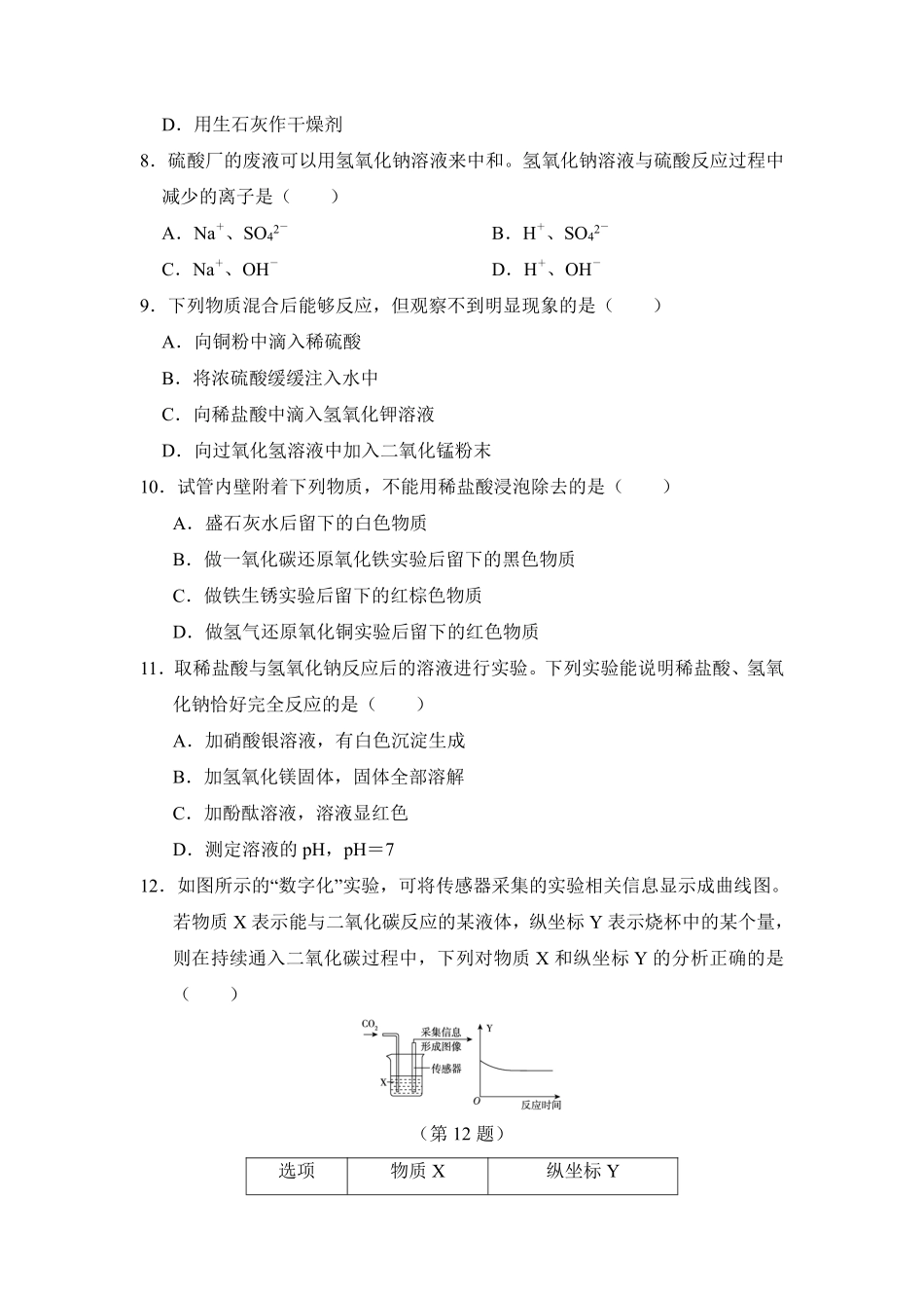 含答案九年级化学人教版下册《第十单元 酸和碱》单元测试04.pdf_第2页