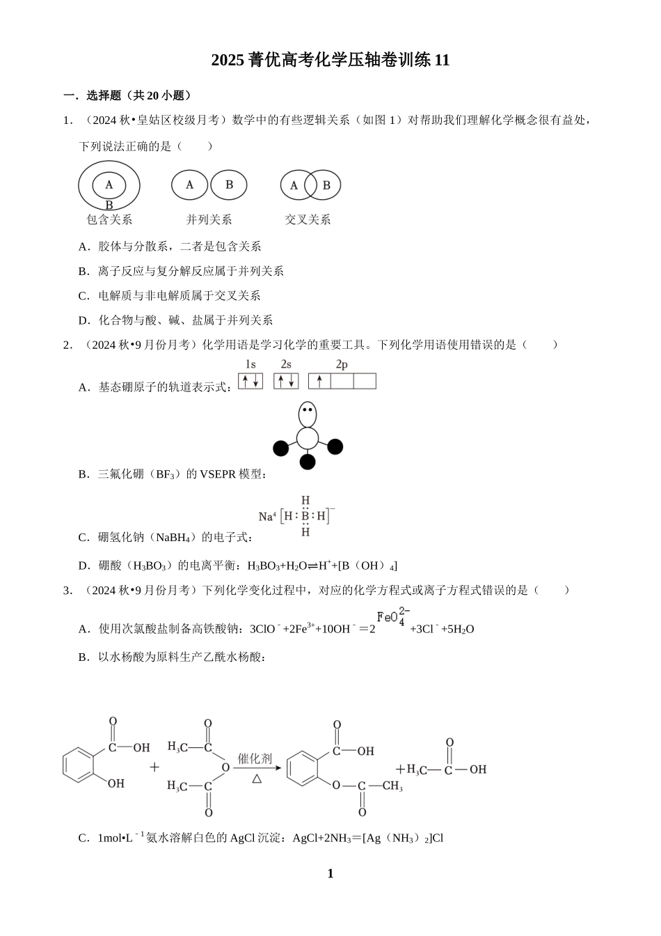 2025菁优高考化学压轴卷训练11.docx_第1页