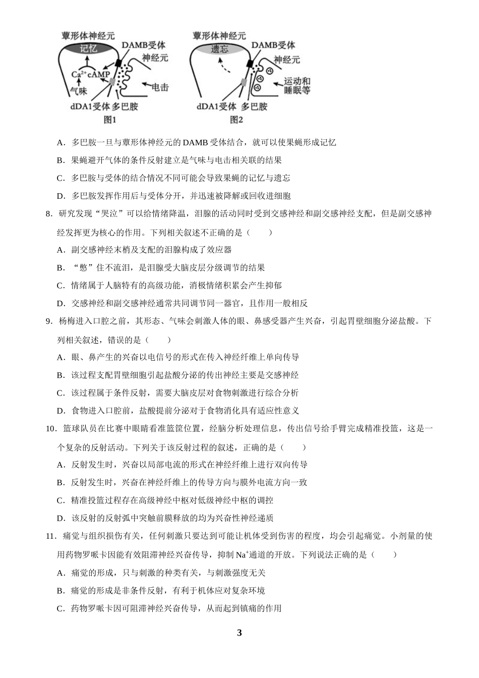 2025年菁优高考生物解密之神经调节.docx_第3页