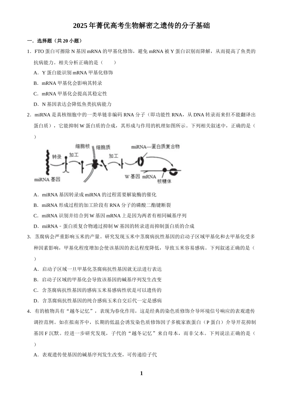 2025年菁优高考生物解密之遗传的分子基础.docx_第1页