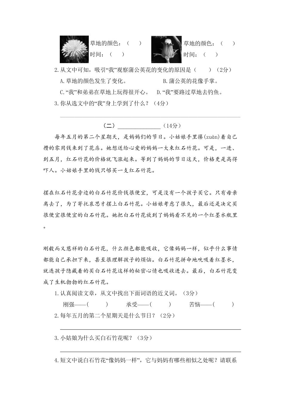 部编版三年级语文上册11.期末精选卷十一及答案.pdf_第3页