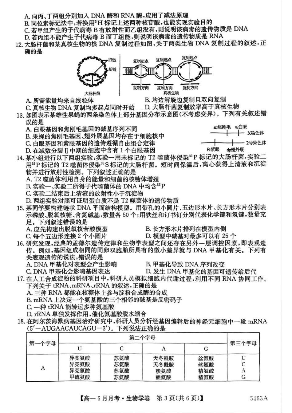 安徽省蚌埠市固镇县毛钽厂实验中学2024-2025学年高一下学期6月月考生物试题.pdf_第3页