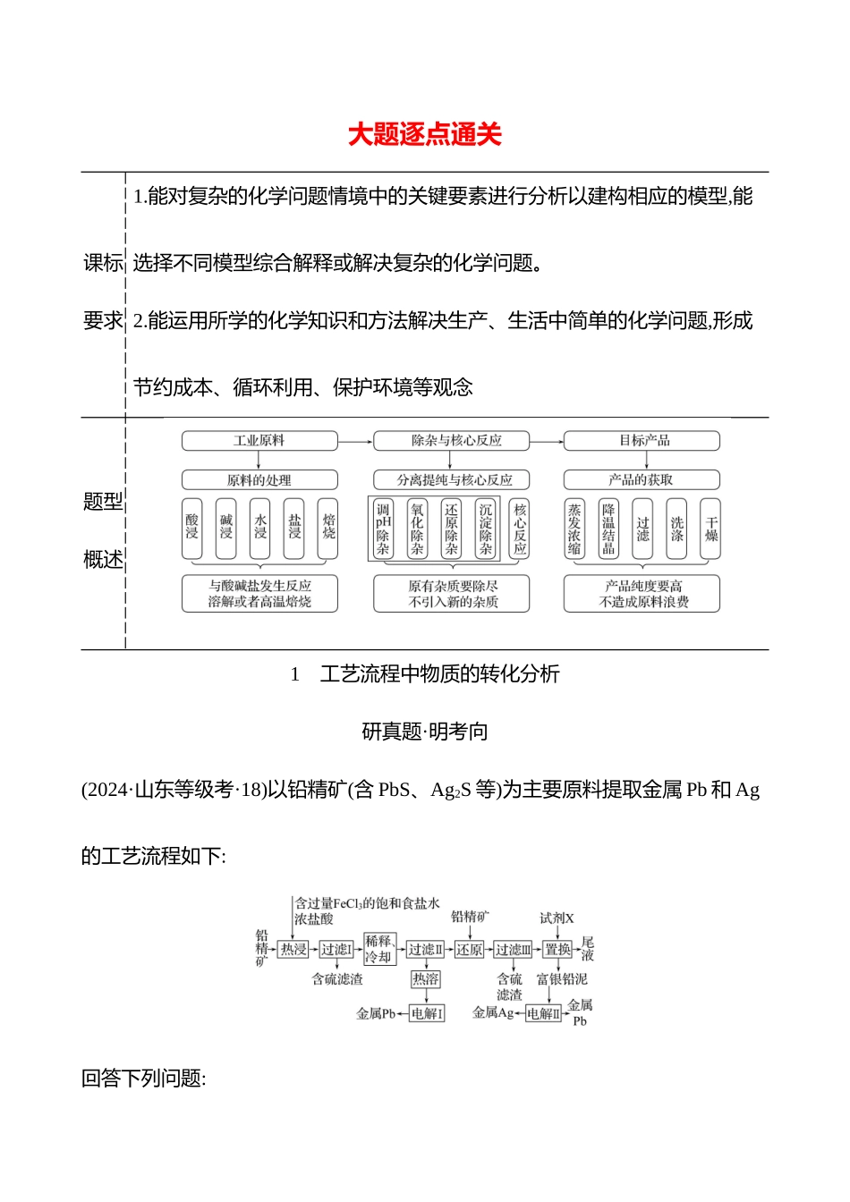 板块二  大题逐点通关1 工艺流程中物质的转化分析-2025版世纪金榜二轮化学收官专项辅导与训练.docx_第1页