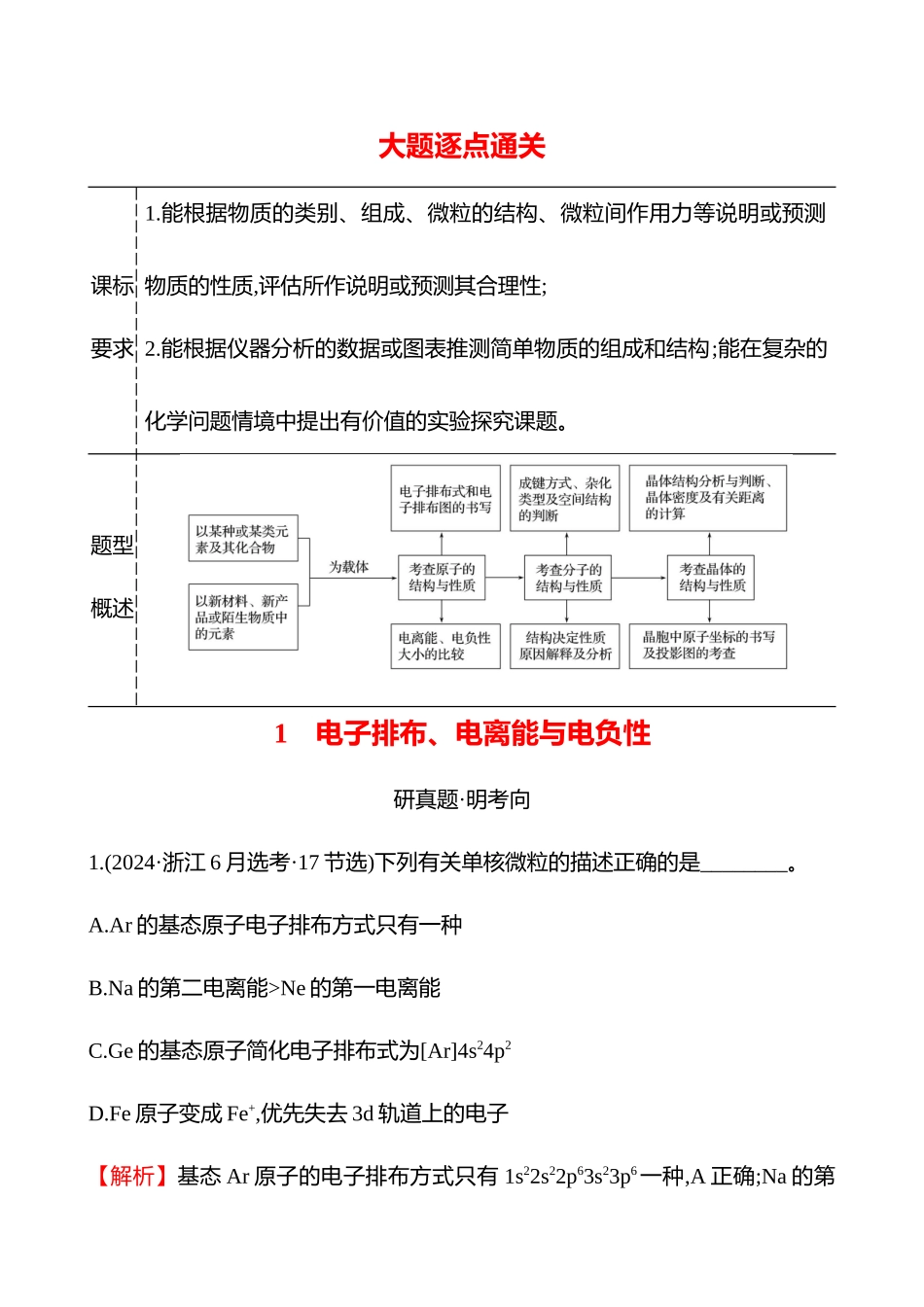 板块六  大题逐点通关1 电子排布、电离能与电负性-2025版世纪金榜二轮化学收官专项辅导与训练.docx_第1页