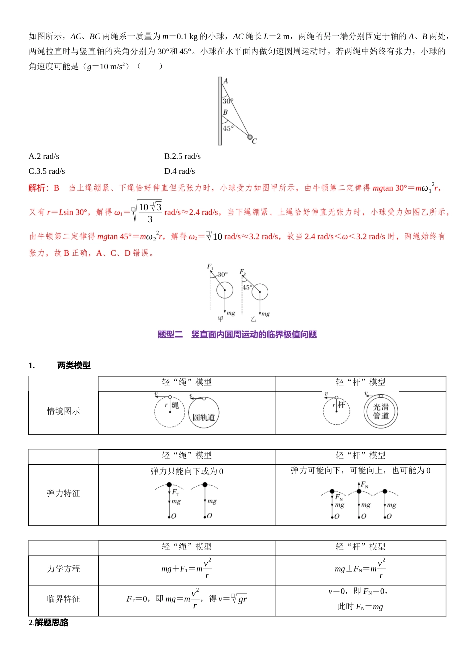 第04章　曲线运动 第23课时　圆周运动的临界极值问题　[重难突破课]-2025版三维设计一轮高中总复习物理（通用版）.docx_第3页