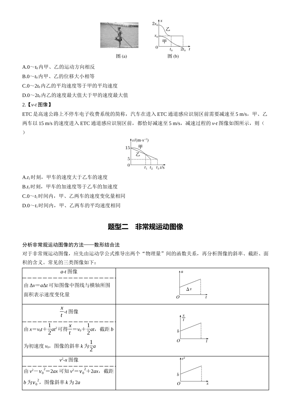 第4课时　运动图像问题　[重难突破课]-2025版三维设计一轮高中总复习物理（通用版）.docx_第2页