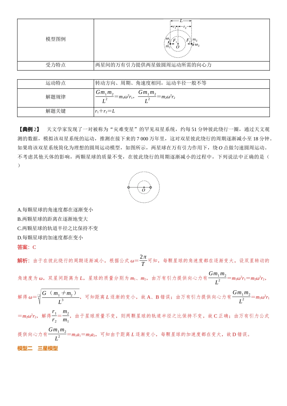 第05章　万有引力与宇宙航行 第28课时　卫星变轨问题　双星模型　[重难突破课]-2025版三维设计一轮高中总复习物理（通用版）.docx_第3页