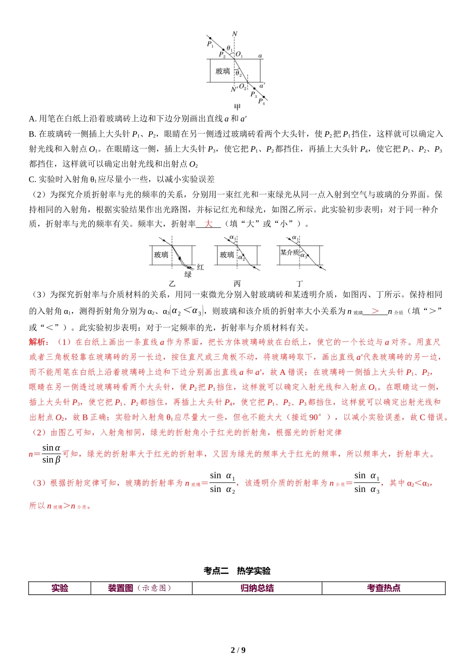 第18讲　光学和热学实验-2025版三维设计二轮复习高考物理.docx_第2页