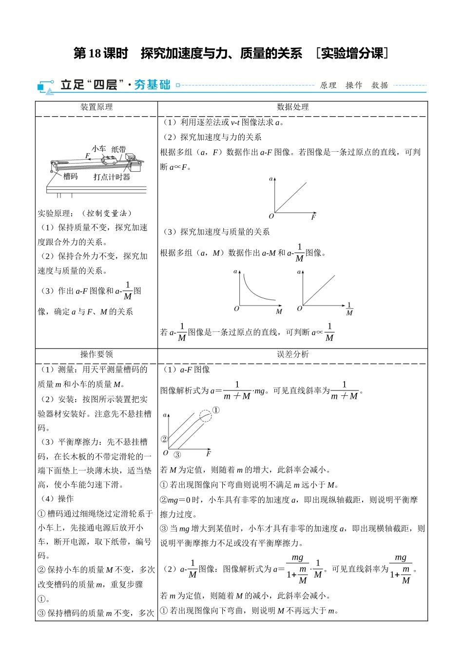 第18课时　探究加速度与力、质量的关系　[实验增分课]-2025版三维设计一轮高中总复习物理（通用版）.docx_第1页