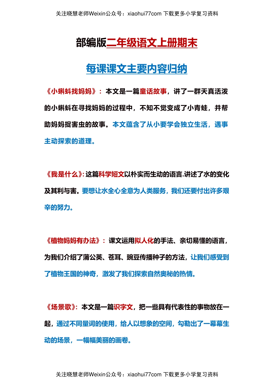 2019-2020最新部编版语文二年级上册期末必掌握课文重点梳理汇总【精编】.pdf_第1页