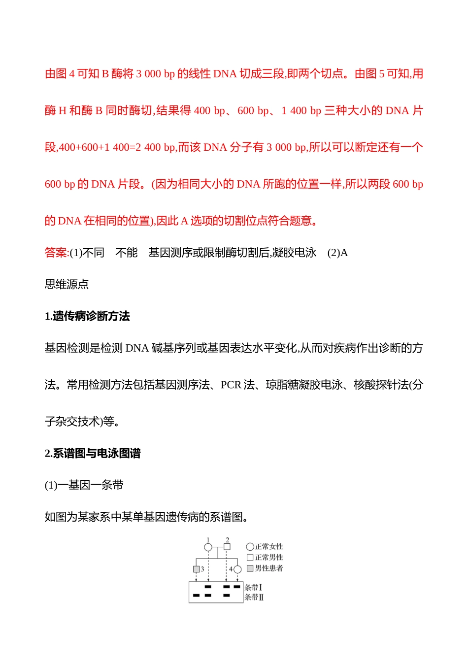 高阶思维应用5 基因检测、遗传系谱图与电泳图谱分析-2025版世纪金榜二轮生物收官专项辅导与训练.docx_第3页